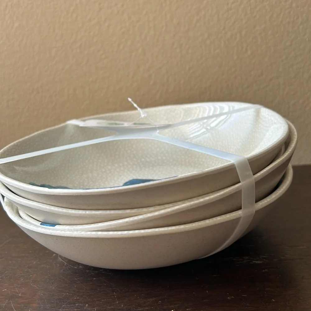 Sigrid Olsen Set Of 4 Blue Seashell Oyster Melamine New Summer Salad Bowls 7.5” - Picture 3 of 3